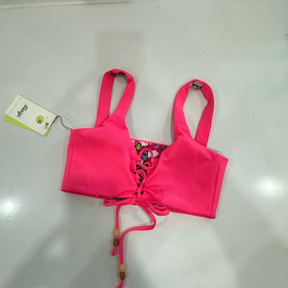 Maaji Fuchsia Dianthus Danzel Reversible Bikini Top. - Picture 4 of 8